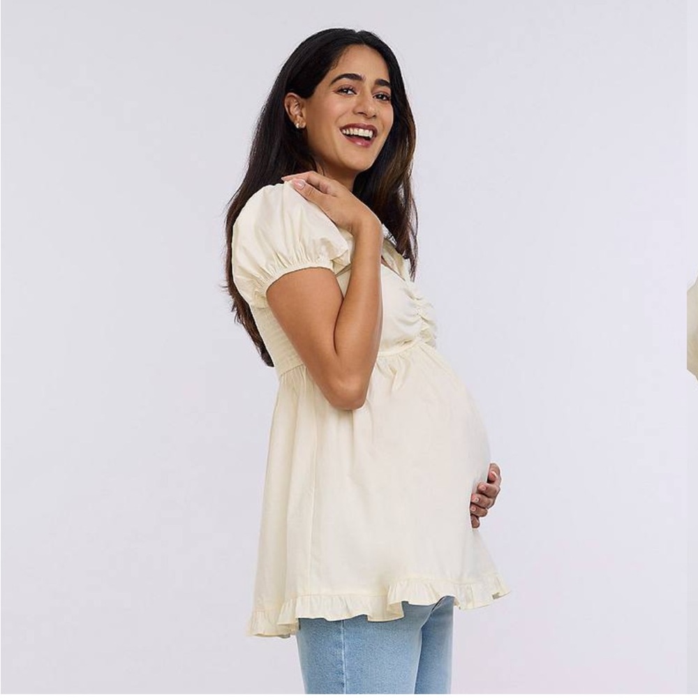 NWT Motherhood Maternity winter white Puff Sleeve Off shoulder - Picture 4 of 8